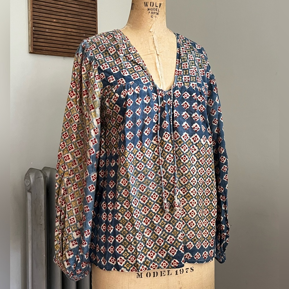 Umber & Ochre Block Print Bohemian Blouse